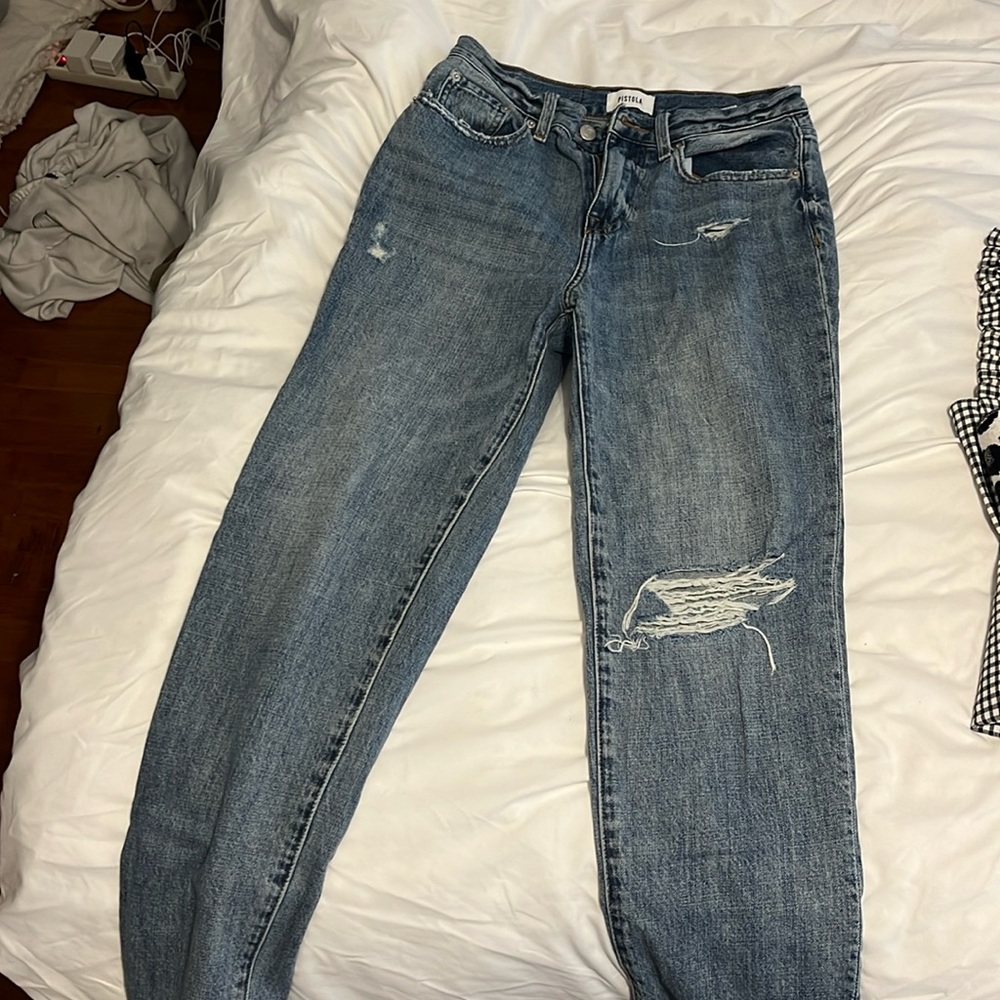 PISTOLA distressed denim